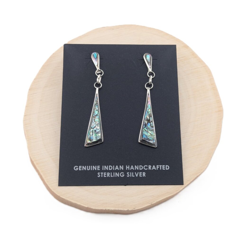 Zuni Abalone Shell Dangle Earrings Genuine Handmade Native American Jewelry ***